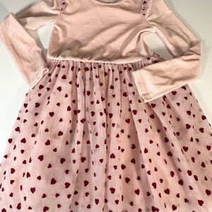 btween Light Pink Dress with Red Heart Pattern
